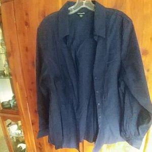 Women's dark blue button up dress blouse.